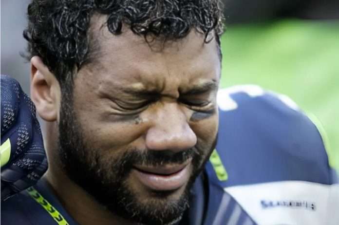 russrl wilson in tears