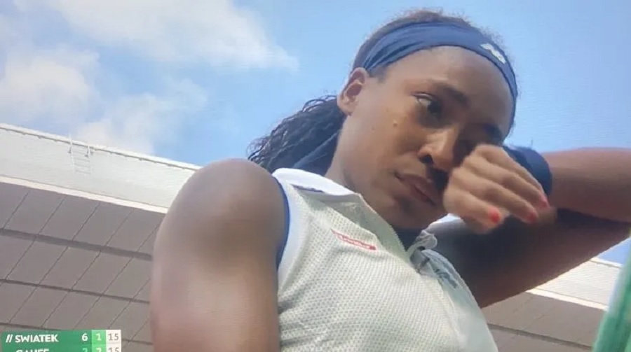 Coco Gauff tears up